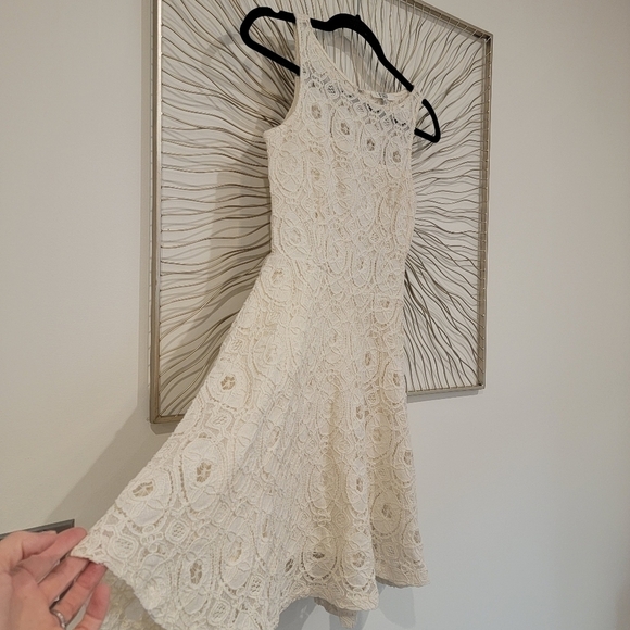 BB Dakota Fit and Flare Lace Crochet Sleeveless Mini Skater Dress Ivory Size 0 - Picture 7 of 14